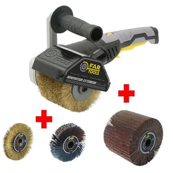 FARTOOLS PACK REX120C UTOMHUSRENOVERINGSMASKIN + PRECISIONSSTÅLBORSTE + PRECISIONSNYLONBORSTE