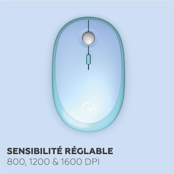 Trådlöst tangentbord + mus combo - MOBILITY LAB - Pure Color - Blå - Ergonomisk design - Diskret skrivning