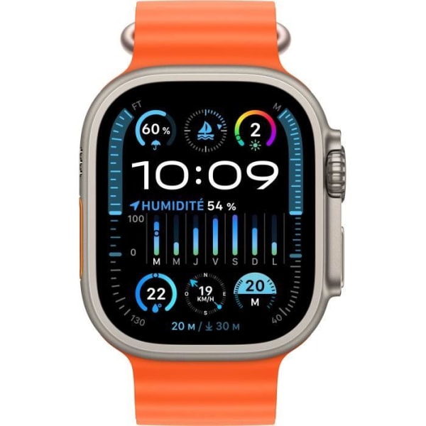 Apple Watch Ultra 2 GPS + Cellular - 49 mm - Titanfodral - Orange Ocean Band