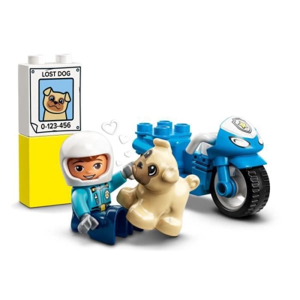LEGO 10967 DUPLO Polismotorcykeln, leksak för barn från 2 år och uppåt, utvecklar finmotorik