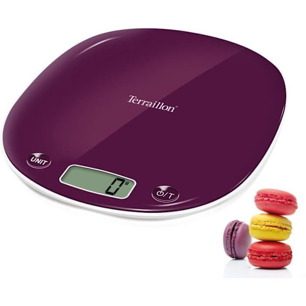 Elektronisk köksvåg - TERRAILLON - MACARON Plommon - Kapacitet 5 Kg - Elegant design