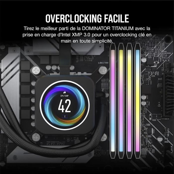 RAM-minne - CORSAIR - Dominator Titanium RGB DDR5 - 32GB 2x16GB DIMM - 6600MT/s - Intel XMP 3.0 - 1.40V - Vit (CMP32GX5M2X6600C