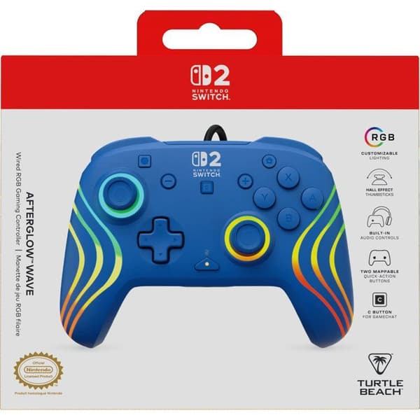 RGB-trådbunden spelkontroll - TURTLE BEACH - Afterglow Wave för Nintendo Switch 2 - Blå