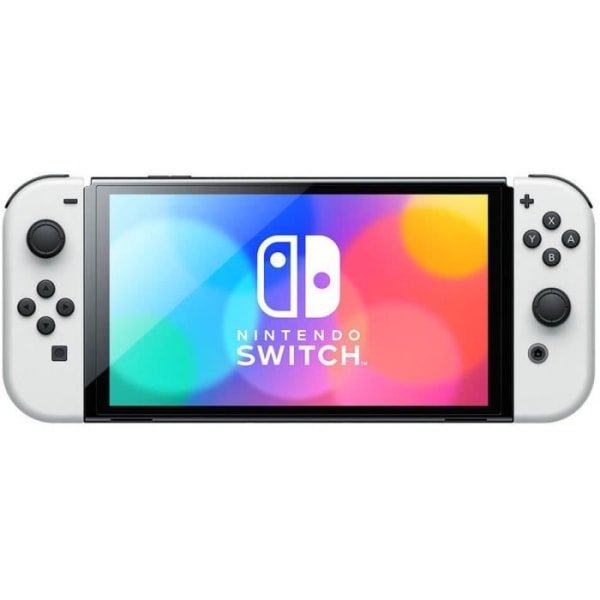 Nintendo Switch-konsol (OLED-modell): Ny version, Intense Colors, 7-tums skärm-med en vit Joy-Con