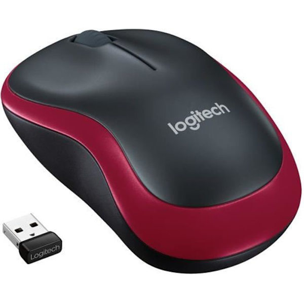 Logitech trådlös optisk mus - M185 Röd