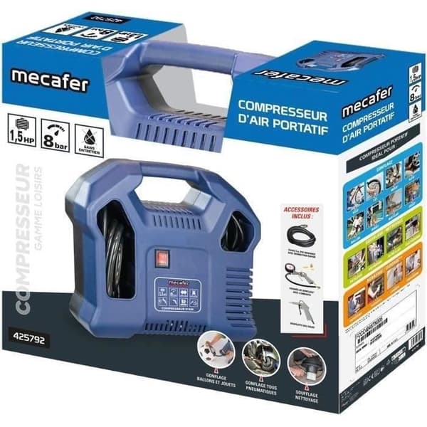 Kompressor utan tank - MECAFER - 425792 - Blå - 1,5 HP - 8 bar