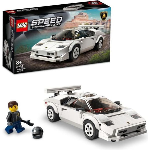 LEGO 76908 Speed Champions Lamborghini Countach, racerbilsmodellleksak för barn från 8 år och uppåt