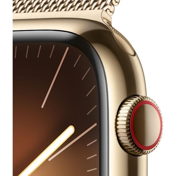 Apple Watch Series 9 GPS + Cellular - 45 mm - Guld stålfodral - Guld Milanese Loop Armband