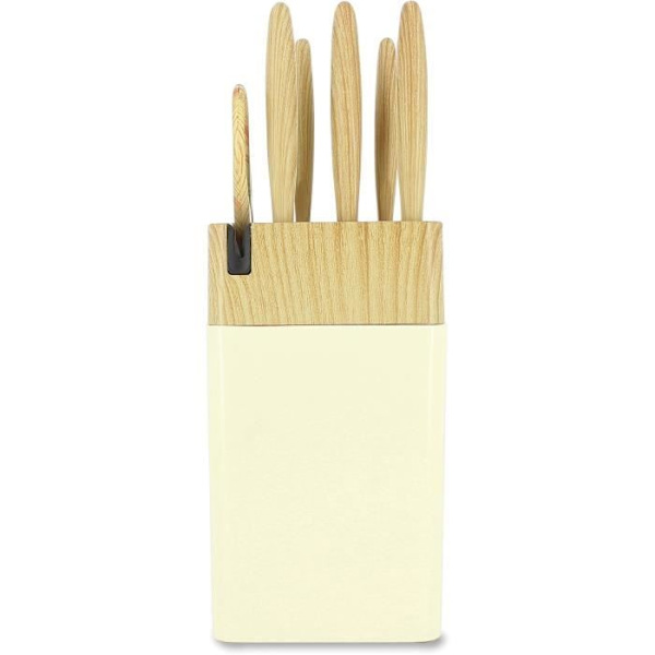 6-delat knivblock - MENASTYL - 5041063 - Keramiskt blad - Polypropylen - Krämfärgad