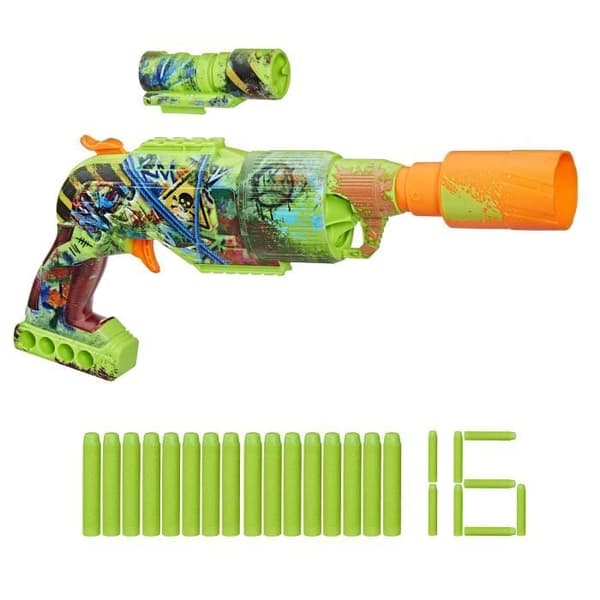 Nerf Zombie Driller, Dart Blaster, Roterande Cylinder, Ålder 8+