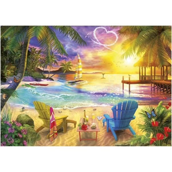 Pussel - EDUCA - Kärleksstrand - 1000 bitar - 68x48 cm - För vuxna - Naturtema