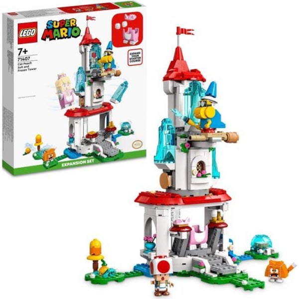LEGO 71407 Super Mario The Frozen Tower och Peach Cat Kostym Expansionsset, Byggsats, Padda Minifigure, Castle F