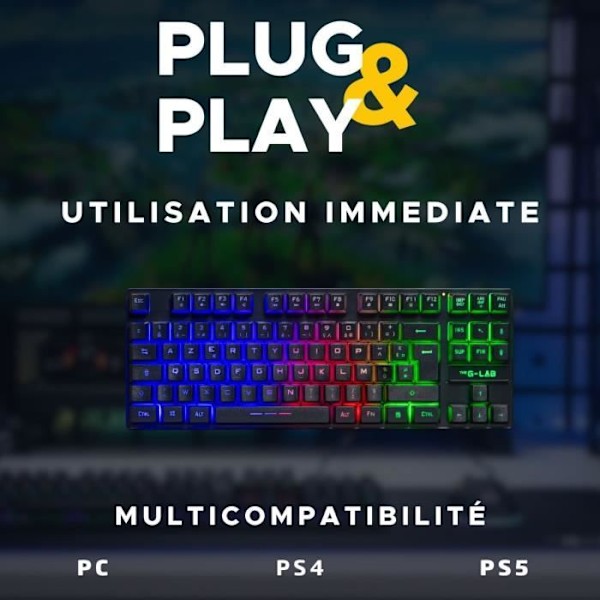 Speltangentbord - The G-Lab - KEYZ CESIUM TKL WIRELESS - trådlöst - azerty - Svart
