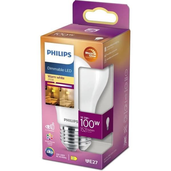 PHILIPS standard LED-lampa E27 - 100W varmvit frostat glas kompatibel dimmer - glas