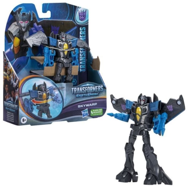 Transformers EarthSpark, 12,5 cm Skywarp Warrior Actionfigur, robotleksak för barn från 6 år och uppåt