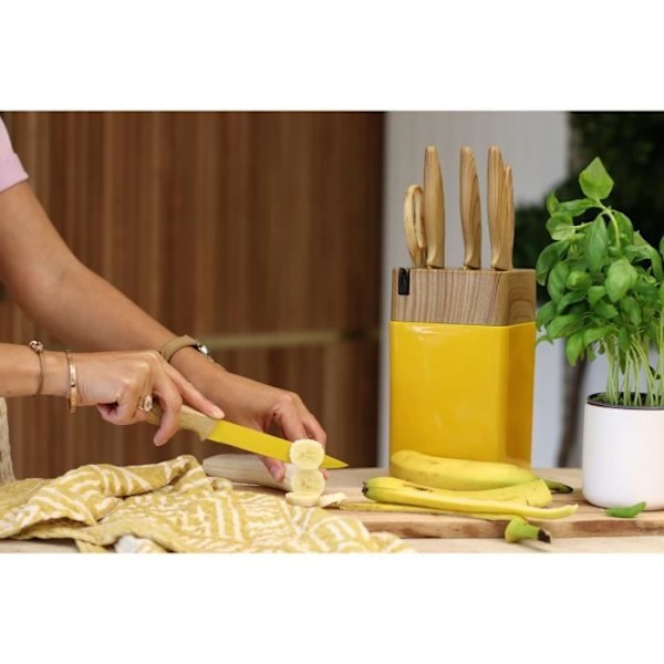 6-delat knivblock - MENASTYL - 5041062 - Keramiskt blad - Polypropylen - Saffran