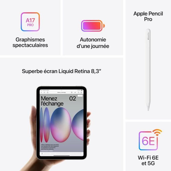 APPLE iPad mini (2024) - 8,3'' - WiFi + mobil - 256 GB - Blå