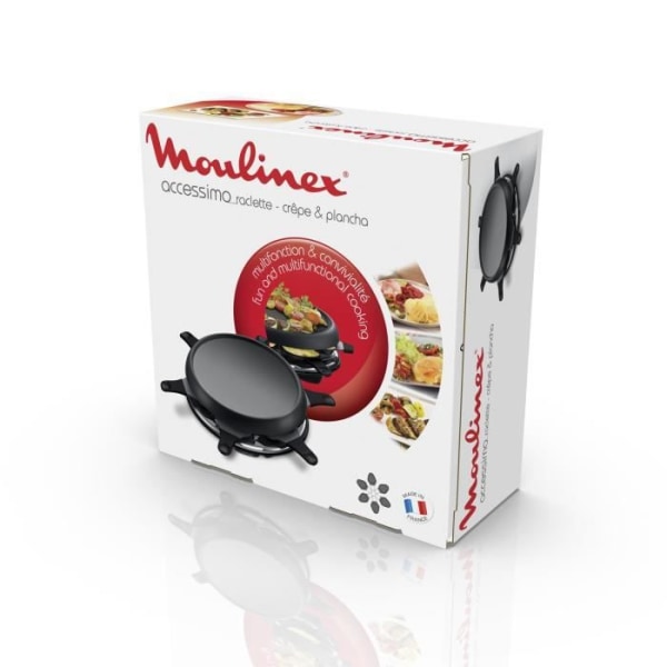 MOULINEX RE151812 Multifunktions raclette maskin plancha och crepes 6 personer svart