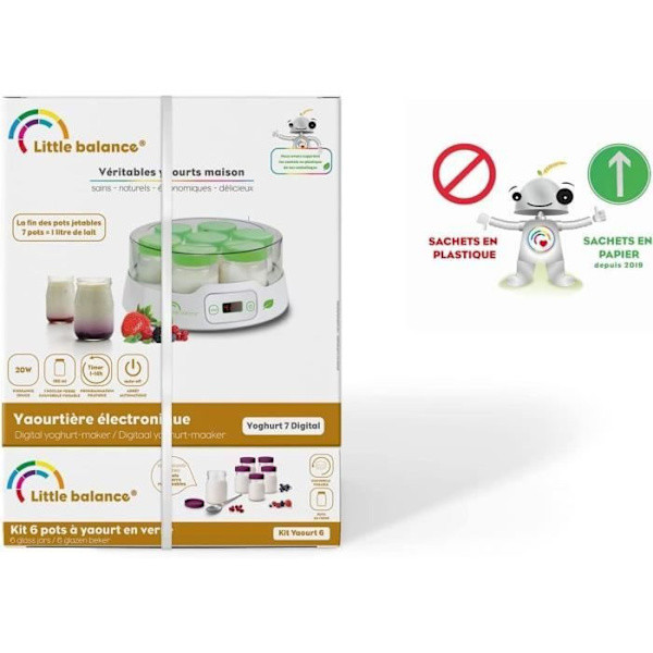 Yoghurtmaskin - LITE BALANS - Digital - 7 krukor + 6 extra krukor