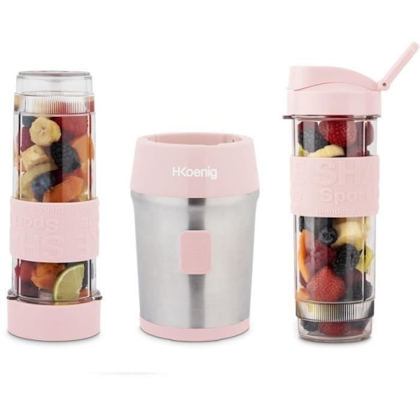 Minimixer - SMOO12 - 300 W - 570 mL - Pastellrosa - 2 vattenflaskor ingår