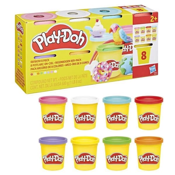 Play-Doh 8 regnbågsfärger, 85 g burkar med modellera