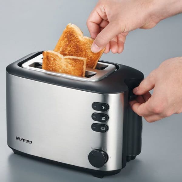 Dobbelt brødrister - SEVERIN - AT2514 - 850 W - Termostat - Sort og børstet rustfrit stål