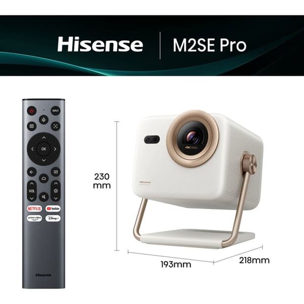 Hisense M2SE Pro DLP Triple Laser UHD 4K Smart projektor 1150 ANSI, Dolby Vision, Auto Magic 2.0, 3D FPR Vit
