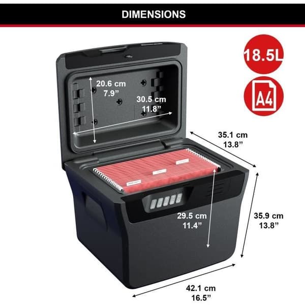MASTER LOCK Säkerhetsfodral / Safe - Brandsäker och vattentät - Elektronisk kostym - 18,5L