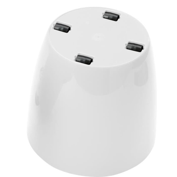 Glänsande växtkruka - GARDEN ID - Shiny White med hjul - 30 x 27 cm - Keramiskt utseende - Vattentät - Lätt att flytta