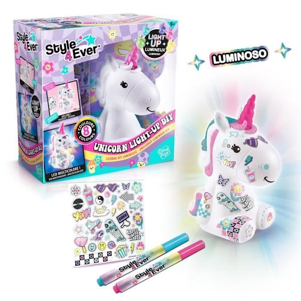 Canal Toys Style 4 Ever - Y2K DIY Luminous Unicorn att dekorera - Collector's Edition - Kreativa hobbyer för barn - OFG 293