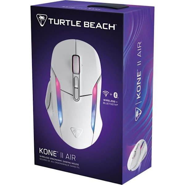 Trådlös spelmus - Turtle Beach Kone II Air - Ergonomisk - Vit, Bluetooth, 26 000 DPI, 4D-hjul