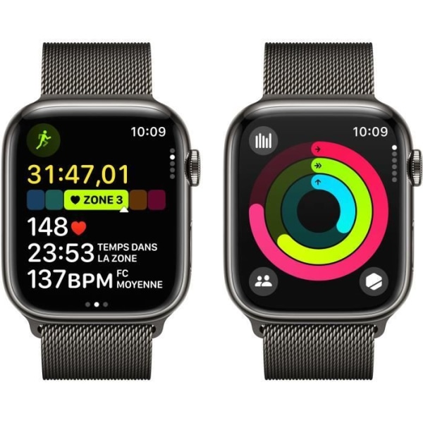 Apple Watch Series 9 GPS + Cellular - 45 mm - Grafitstålfodral - Grafit Milanese Loop Armband