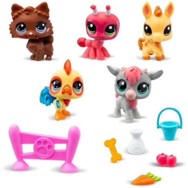 BANDAI - Littlest Pet Shop - Samlarset Farm Theme - 5 djur och tillbehör - BF00510