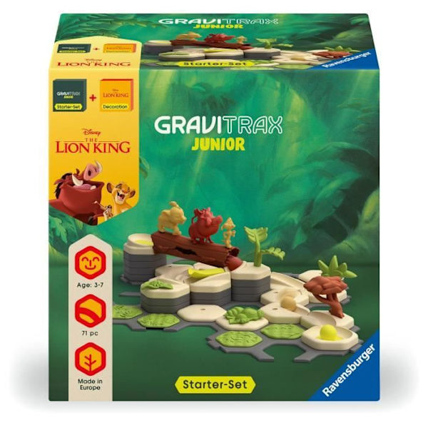 Gravitrax Junior Starter Set The Lion King, Marble Circuits, 71 stycken, Ages 3, 73437, Ravensburger