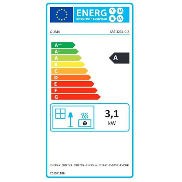 Qlima SRE 3231C2 elektronisk oljekamin 3.1 KW för volym 120m3 / 48m2, anti lukt system, temperaturreglering, silvergrå