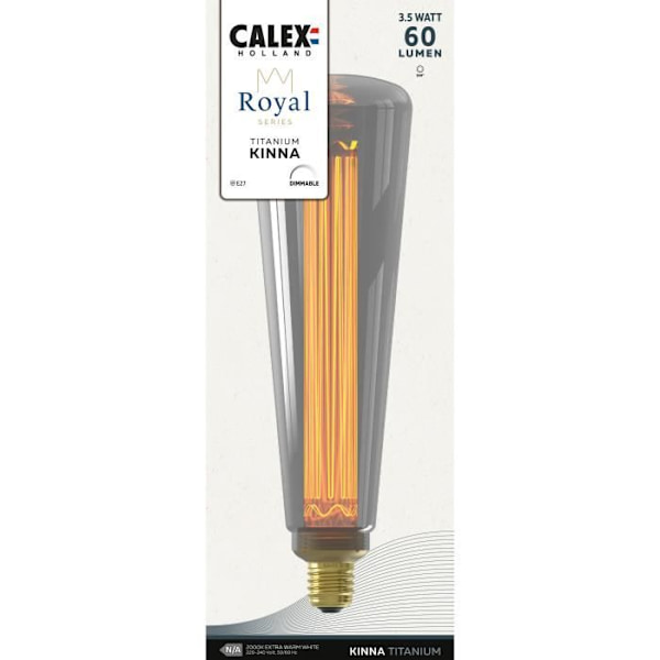 E27 LED-lampa - CALEX - ROYAL KINNA - 3,5 W - 60 lm - 2000 K - Variabel intensitet - Titanium
