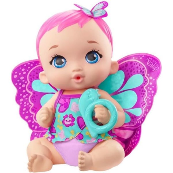 My Garden Baby - Baby Pink Butterfly Drinks and Pisses 30 cm, återanvändbar blöja, outfit, avtagbara vingar - Babydocka - Från 2 år