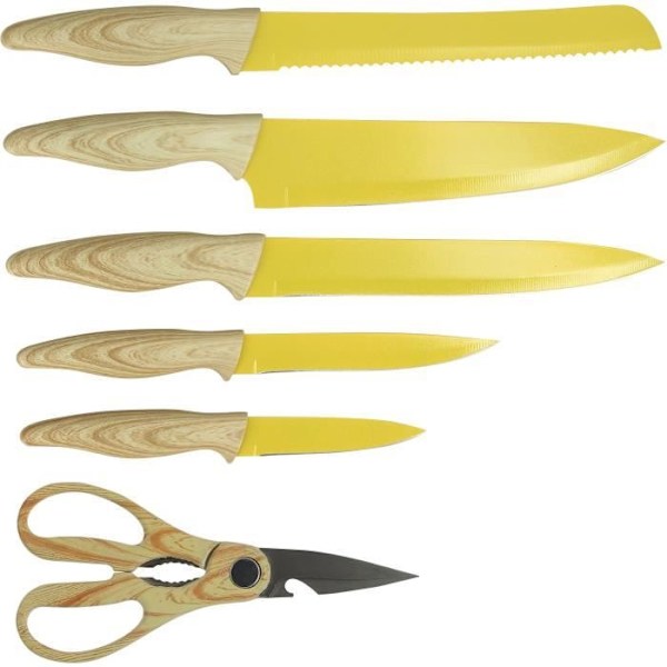 6-delat knivblock - MENASTYL - 5041062 - Keramiskt blad - Polypropylen - Saffran