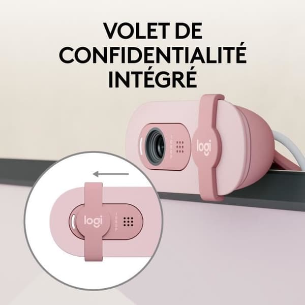 Webbkamera - Full HD 1080p - LOGITECH - Brio 100 - Integrerad mikrofon - Rosa - (960-001623)