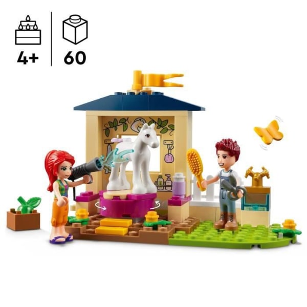 LEGO 41696 Friends Pony Grooming Stall, Leksak med häst för barn från 4 år och uppåt, Inkluderar husdjur