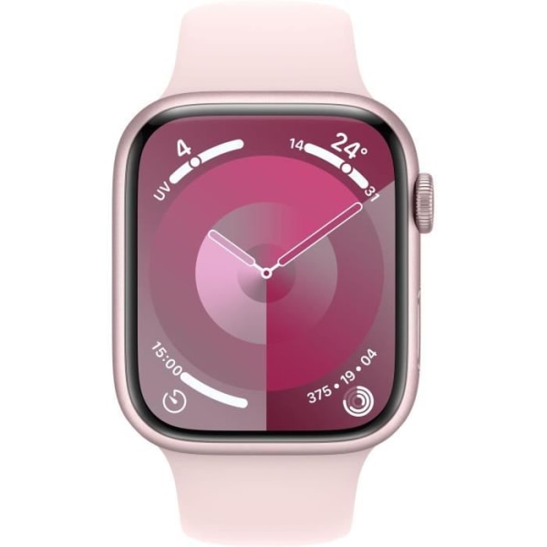 Apple Watch Series 9 GPS + Cellular - 45 mm - Rosa aluminiumfodral - Ljusrosa sportband - M/L
