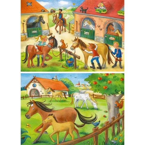 Ravensburger Vakantie op de manege barnpussel - 2 x 12 bitar - Djur