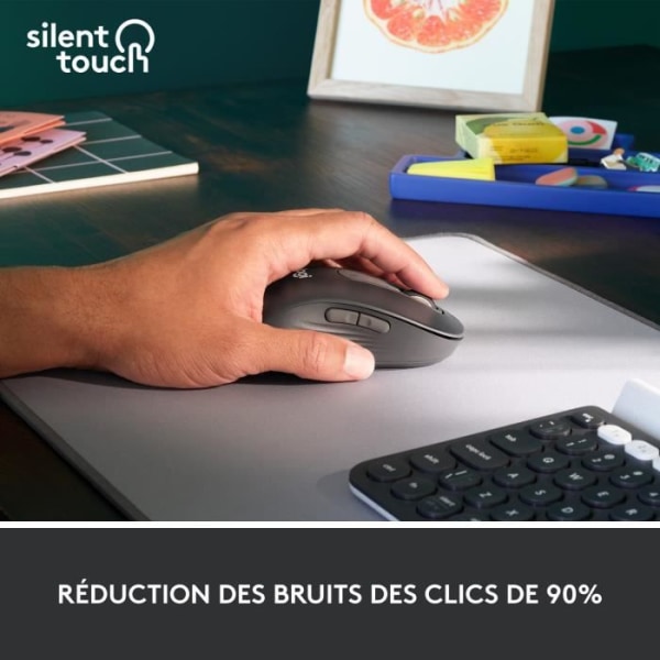 Logitech Signature M650 L trådlös mus - vänster - för stora händer, tyst, Bluetooth, programmerbara knappar - grafit