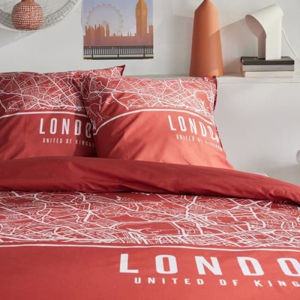 Sängkläder - IDAG - JAVA - 2 personer - 240x220 cm - Bomull - Londontryck - Röd