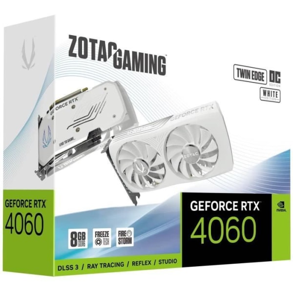 ZOTAC - Grafikkort - Nvidia GeForce RTX 4060 Twin Edge OC Vit 8GB