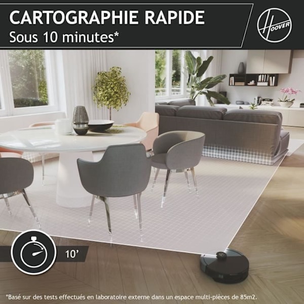 Hoover HG430H Hydro Robotdammsugare och mopp - Kraftfull 4000Pa - Alla golv - Lasernavigering - Hindersensor - Laddstation