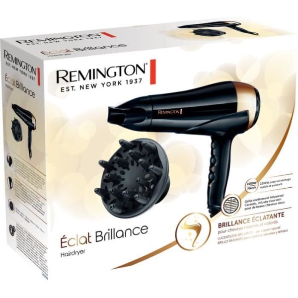 Remington D6098 2200W jonisk hårtork, förstärker glansen av naturligt och färgat hår