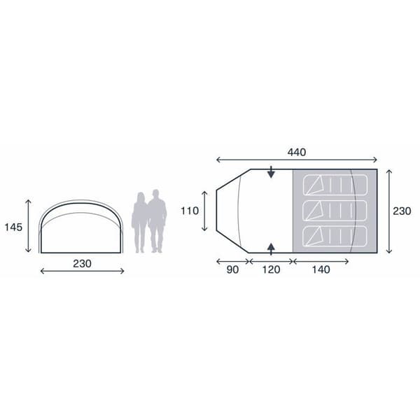Tunneltält - 3 personer - KAMPA - Wanderlight 03 - Egeiska havet blå
