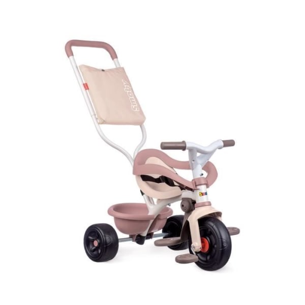 Smoby - Be Fun Comfort barns utvecklande trehjuling - Rosa - Avtagbar föräldrakäpp - Infällbart fotstöd