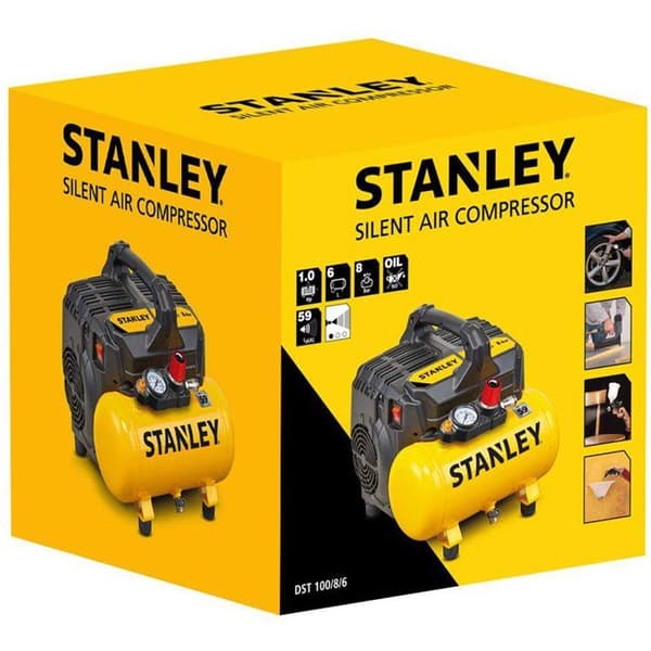 Kompressor - Horisontell - Stanley - Tyst - 6 L - 1 HK - Tyst